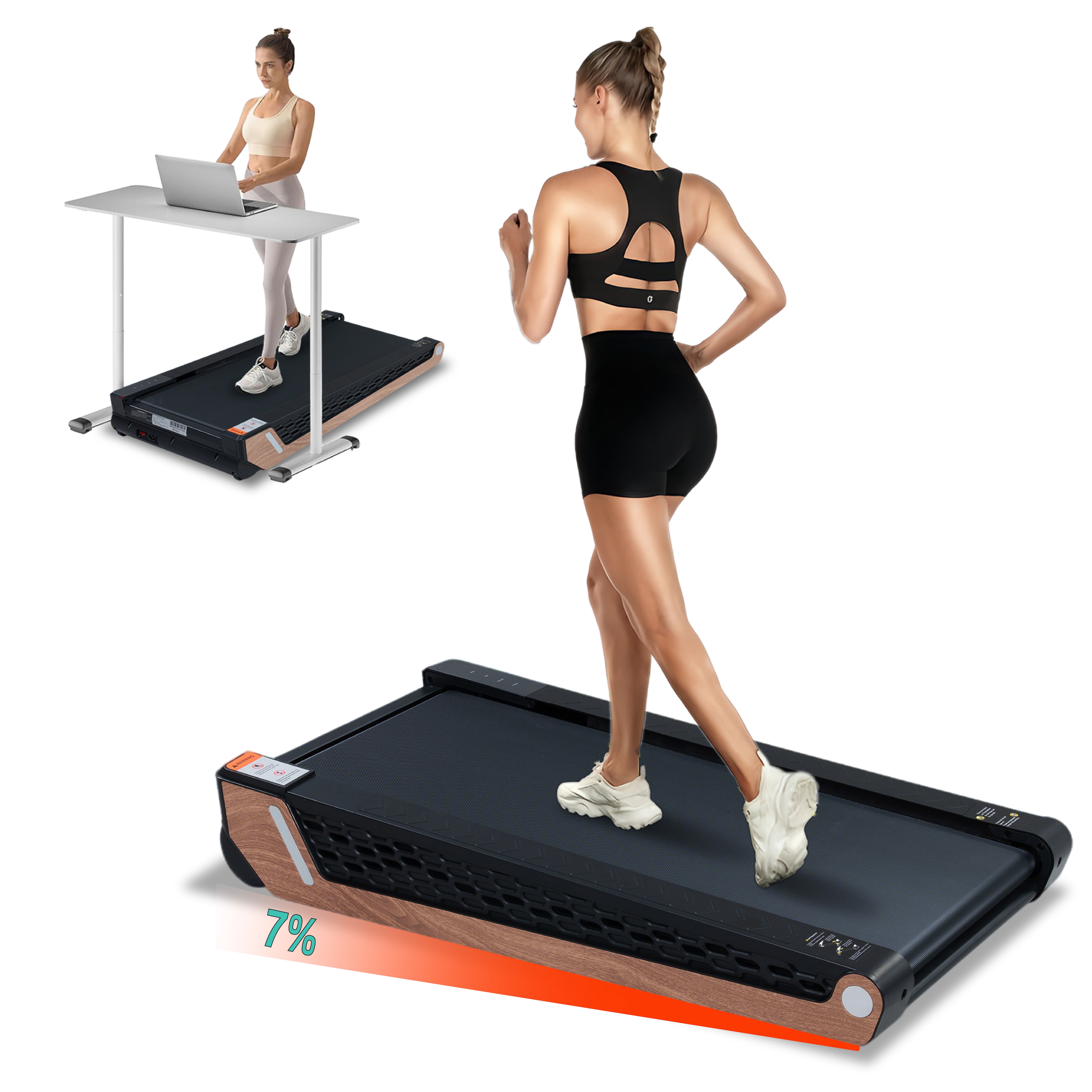 8° Incline Walking Pad Treadmill - Portable Compact Treadmills Under Desk Treadmill, Incline Treadmills For Home Office, Upright Stand, 2.55HP Portable Treadmill With 220 Lbs Capacity,LED Display._voghion.com